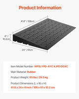 VEVOR Rubber Threshold Ramp for Doorway 4" Rise, 3 Channels Cord Cover Curb Ramp, Angled Entry Rated 2200 Lbs Load Capacity Rubber Ramp for Wheelchair and Scooter
