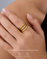 PAVOI 14K Yellow Gold Plated Curved Triple Stackable Ring