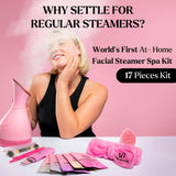 Facial Steamer Spa Kit with Complimentary 17 Skin Care Tools | Face Steamer for Facial Deep Cleaning with Towel Warmer & Humidifier Mode| Self Care Spa Gifts for Women, Mothers Day Gifts for Mom