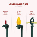 Christmas Light Yard Stakes [Set of 100] Outdoor Light Stakes - 8.5" Tall - Universal Christmas Pathway Lights On Yards, Driveways - Christmas Yard Stakes - USA Made