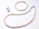 Freshwater Pearl Necklace Set Includes Bracelet and Earrings Genuine Pearl Set Jewelry for Women 925 Sterling Silver Pearl Jewelry for Mother's Day, Anniversary, Birthday, Valentine's Day, Wedding