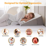 Ruqmuis Wedge Pillow for Sleeping, 12" Bed Wedge Pillow for Headboard, Triangle Incline Wedges for Acid Reflux, Pillows Wedge for Back Pain Relief, Elevated Leg Pillows After Surgery, Snoring, White