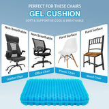 LYUANEC Gel Seat Cushion for Long Sitting, (2.4 Inch Extra Thick Cushion) Soft＆Breathable Gel Cushions for Pressure Relief, Wheelchair Seat Cushions, Gel Pad for Chair, Office Chair Cushion