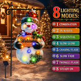Amadecohome 12x18 Lighted Christmas Snowman Garden Flag, Outdoor Decor