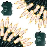 Battery Operated Christmas Lights 2 Pack 18 Feet 50 LED Clear Mini String Lights with 8 Modes Waterproof Tree Lights for Xmas Outdoor Indoor Holiday Party Garden Decor, Warm White