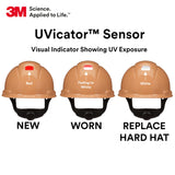 3M Hard Hat SecureFit H-711SFR-UV, Tan, Non-Vented Cap Style Safety Helmet with Uvicator Sensor, 4-Point Pressure Diffusion Ratchet Suspension, ANSI Z87.1