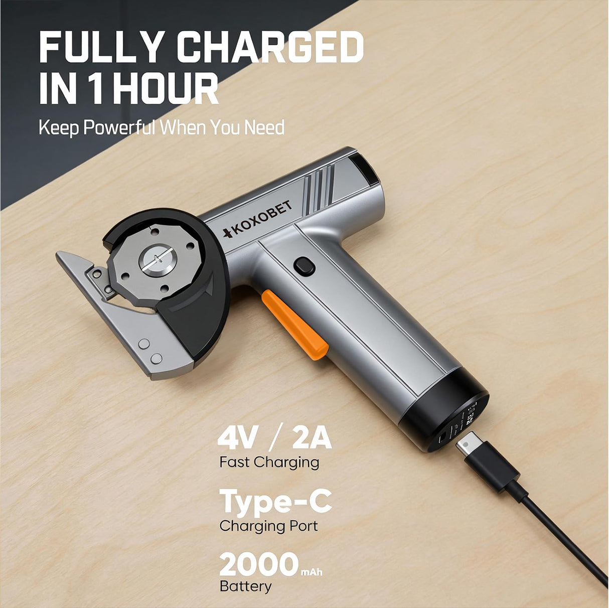 2026 Upgrade 4.2V Cordless Cutting Tool, Cardboard Cutter with LED Display, Brushless Motor, Cutting Tool Cut Trim Saw Flexible Blade, Electric Chop Saw for Fabric, Cardboard, Leather, Carpet-Orange