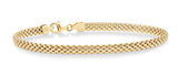 Miabella 18K Gold Plated 925 Sterling Silver Italian 4mm Mesh Link Chain Bracelet for Women 925 Italy (7.0 Inches)
