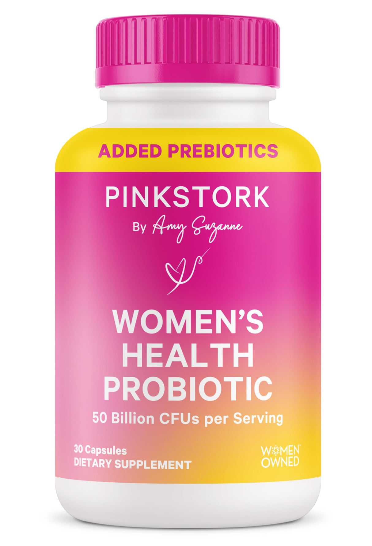 Pink Stork Women’s Probiotic Capsules – 50 Billion CFU Probiotics and Prebiotics – Supports Vaginal Flora, pH Balance, Gut Health, Mood + Digestive Wellness – Dairy-Free, Vegan, Non-GMO – 30 Count