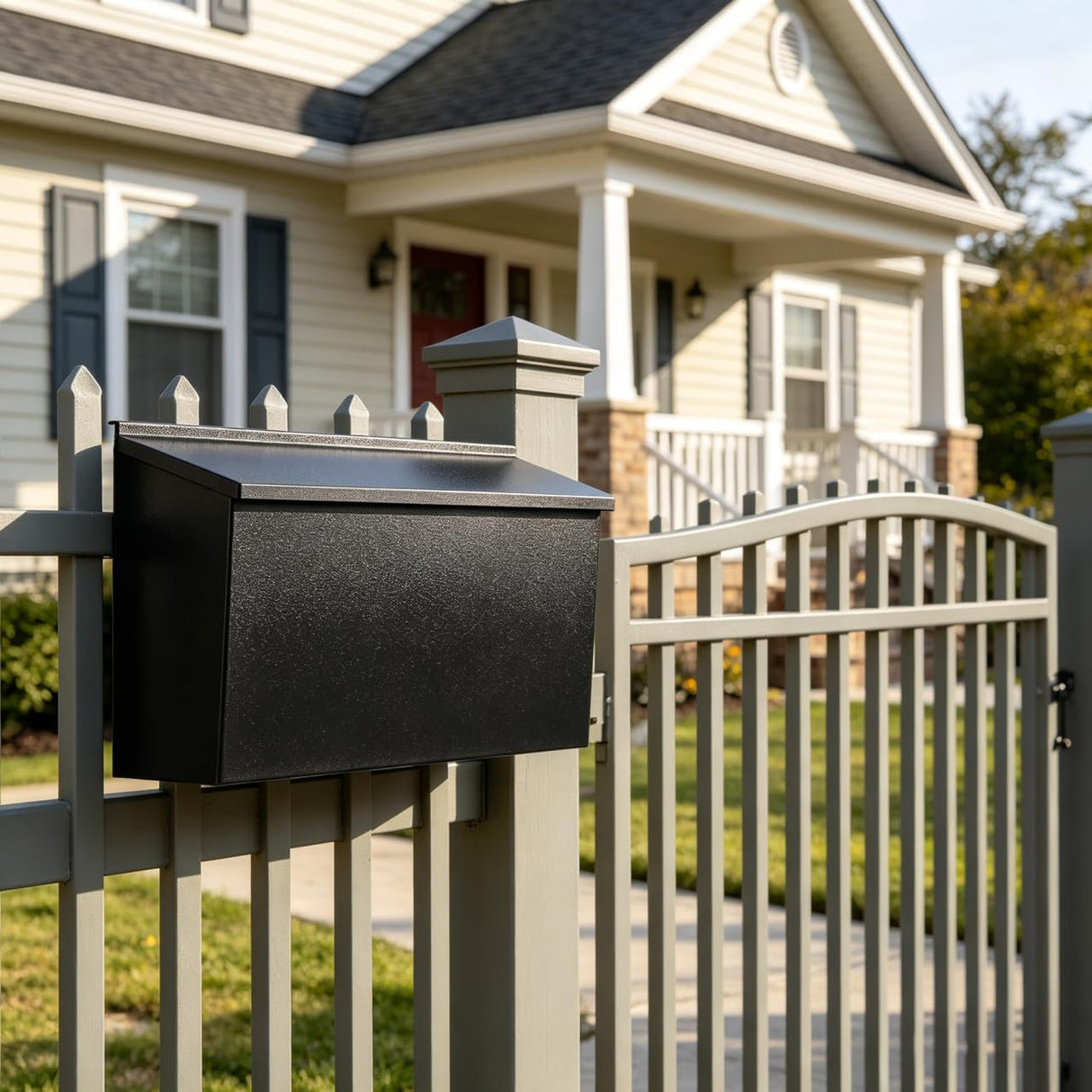 KYODOLED Wall-Mount Mailbox for House, Large Capacity Mail Box, Galvanized Steel Rust-Proof Metal Post Box, Mailboxes for Outside,15.7"x9.9"x4.9" Black