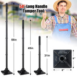 Steel Tamper Tool, Heavy Duty Garden Ground Steel Tamper Tool Kit Long Handle 58 Inch, 8x8” Square Dirt Hand Tamper Landscaping Garden Tools for Leaving Soil, Sand, Gravel, Asphalt, Driveway