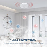 Smoke Detector Carbon Monoxide Detector Combo, HATHEPHS 10-Year Battery Slim Smoke & CO Alarm with Large Test/Silence Button, Adhesive & Screws Included