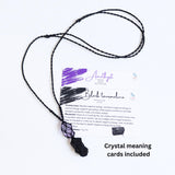 Handmade Raw Black Tourmaline & Amethyst Necklace – Macramé Crystal Pendant for Spiritual Balance, Grounding & Everyday Energy Gift for Men, Women