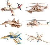 3D Wooden Puzzle - 6 Piece Set Aircraft & Helicopter Wooden Crafts Assembly Building Model Kits - Wood Aircraft & Helicopter STEM DIY Brain Teaser Puzzle for Adults & Teens Christmas Birthday Gifts