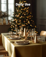 Pureegg Plastic Table Cloth Disposable 10 Pack, 54 x 108 Inch Table Cloths, Graduation Decorations, Thanksgiving, Christmas Tablecloths, Rectangle, Plastic Cover, Leakproof & Sturdy, Gold