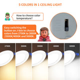 Meconard 4 Pack 6 Inch LED Recessed Ceiling Light, 2700K/3000K/3500K/4000K/5000K Selectable, Dimmable 12W=110W, 1050LM, IC Rated Can-Killer Downlights with Junction Box, ETL and Energy Star Listed