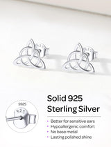 ChicSilver Sterling Silver Stud Earrings for Women Hypoallergenic Celtic Earrings Vintage Triquetra Triangle Studs Earrings Dainty Small Irish Jewelry for Women
