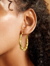 Party Jewelry 18K Gold Plated Lightweight Tube Bamboo Hoop Earrings for Women