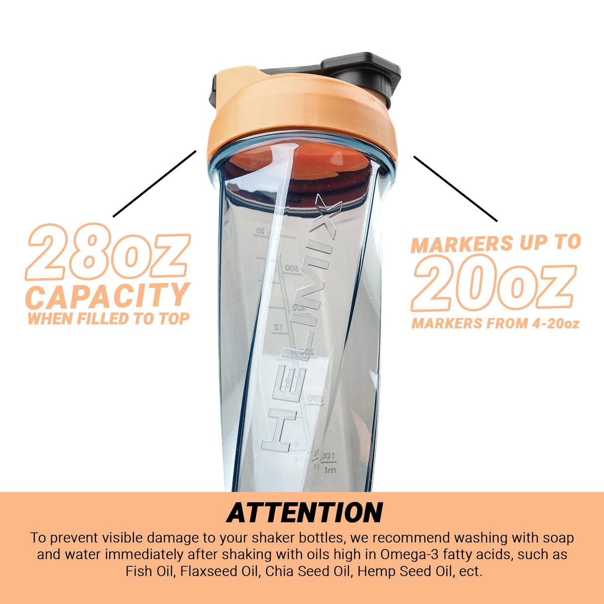 HELIMIX 2.0 Vortex Blender Shaker Bottle Holds upto 28oz | No Blending Ball or Whisk | USA Made | Portable Pre Workout Whey Protein Drink Shaker Cup | Mixes Cocktails Smoothies Shakes | Top Rack Safe