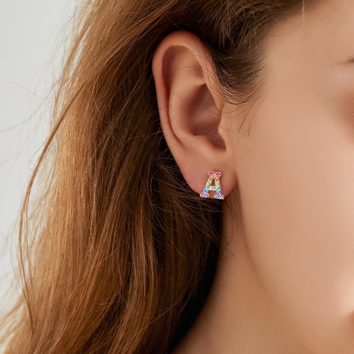 Girls Initial Letter Stud Earrings,Alphabet Number Earrings Gifts Jewelry for Women (A)