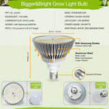 Lonwon Grow Light Bulbs for Indoor Plants, Plant Light Bulbs for Indoor Growing, Full Spectrum E26 LED Grow Bulb with 30W (320W Equivalent) 4000K Warm White, 1-Pack
