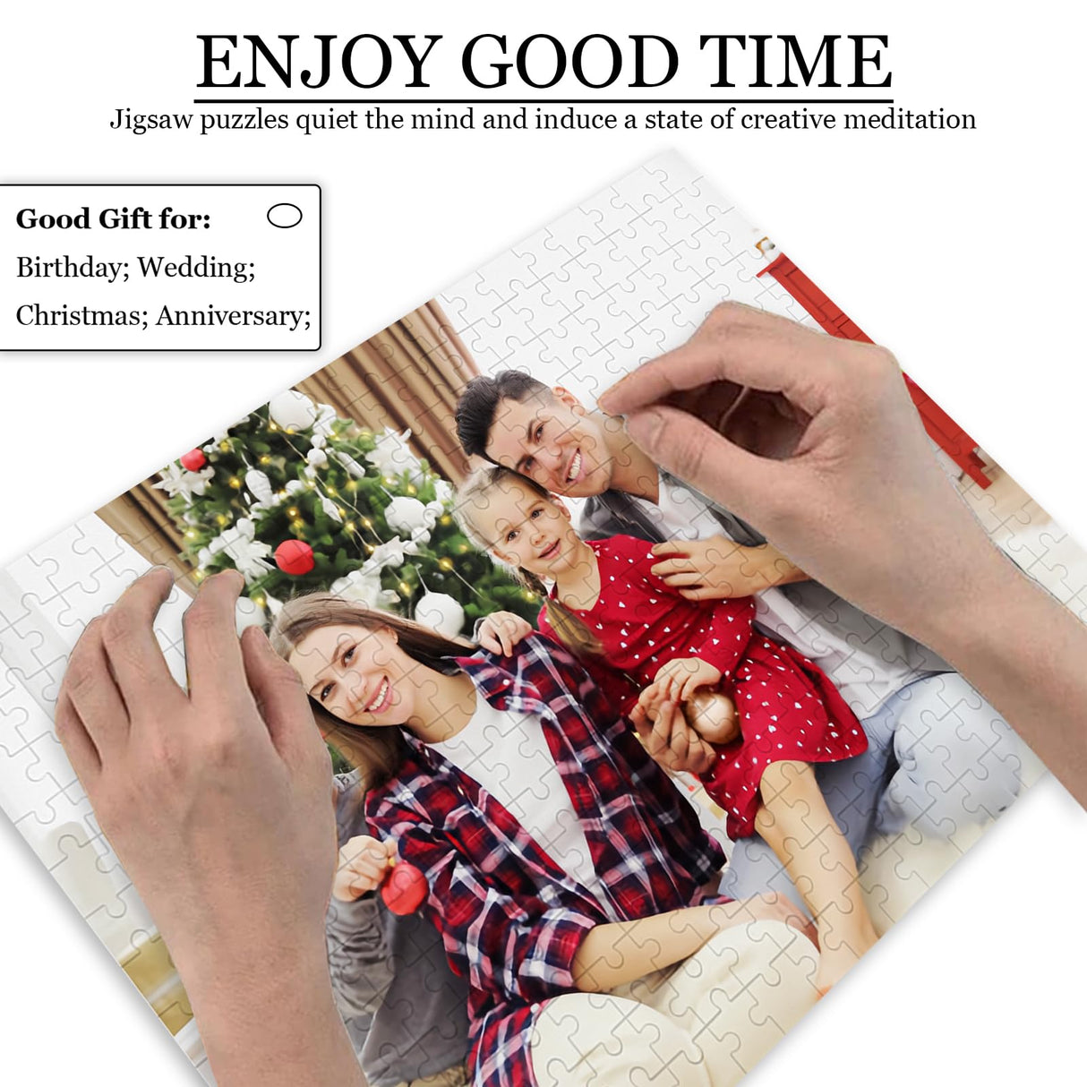 Custom Puzzle 120/200/300/500/1000/1500 Pieces, Personalized Puzzle from Your Own Photos, Customized Picture Jigsaw Puzzle Gift for Christmas Wedding Birthday Family
