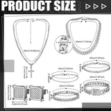 Yinkin 6 Pcs Men Jewelry Set Hip Hop Diamond Chain Bracelet Set, Silver