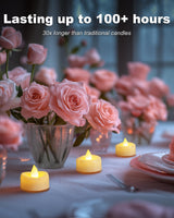5plots Flameless Candles, 100 Pack LED Tea Lights Candles Battery Operated, Electric Tea Lights, Flameless Tealight Candles for Halloween Diwali Fall Christmas Wedding