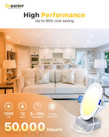 Ensenior 12 Pack 6 Inch LED Recessed Light, Dimmable, 5000K Daylight, 1200LM High Brightness, 12W 120V, Damp Rated, ERL-12X-ETL, Ultra-Thin Canless Wafer Light - ETL & FCC & IC