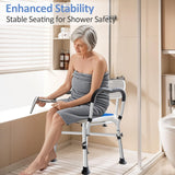 KingPavonini Shower Chair for Inside Shower, 550LBs Heavy Duty Bath Chair with Arms, Medical Shower Seat, Bath Stool Safety Shower Bench with Reinforced Crossing Bar for Elderly, Adults, Disabled