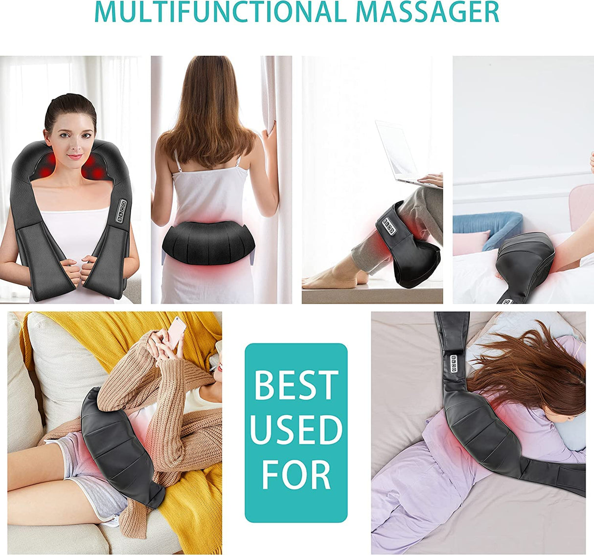 AERLANG Shiatsu Back and Neck Massager, Back Massager Deep Tissue Kneading Neck and Shoulder Massage with Heat, Electric Massage Pillow Mothers Day Gifts from Daughter Son(NOT Cordless)