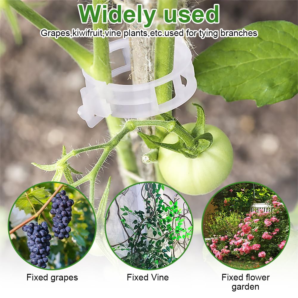 100 Plant Support Clips Reusable Garden Clips, Secured Plastic Plant Clips, Tomato Support Clips for Climbing Plants,Grape and Vine Vegetables Outdoor Indoor Plant Fixing Clips
