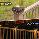 Solar Post Cap Lights Outdoor 16-Pack, Black Waterproof Solar Powered Deck Fence Lights Fit 4x4 Wood/Vinyl Posts, Bright Warm White for Patio, Porch
