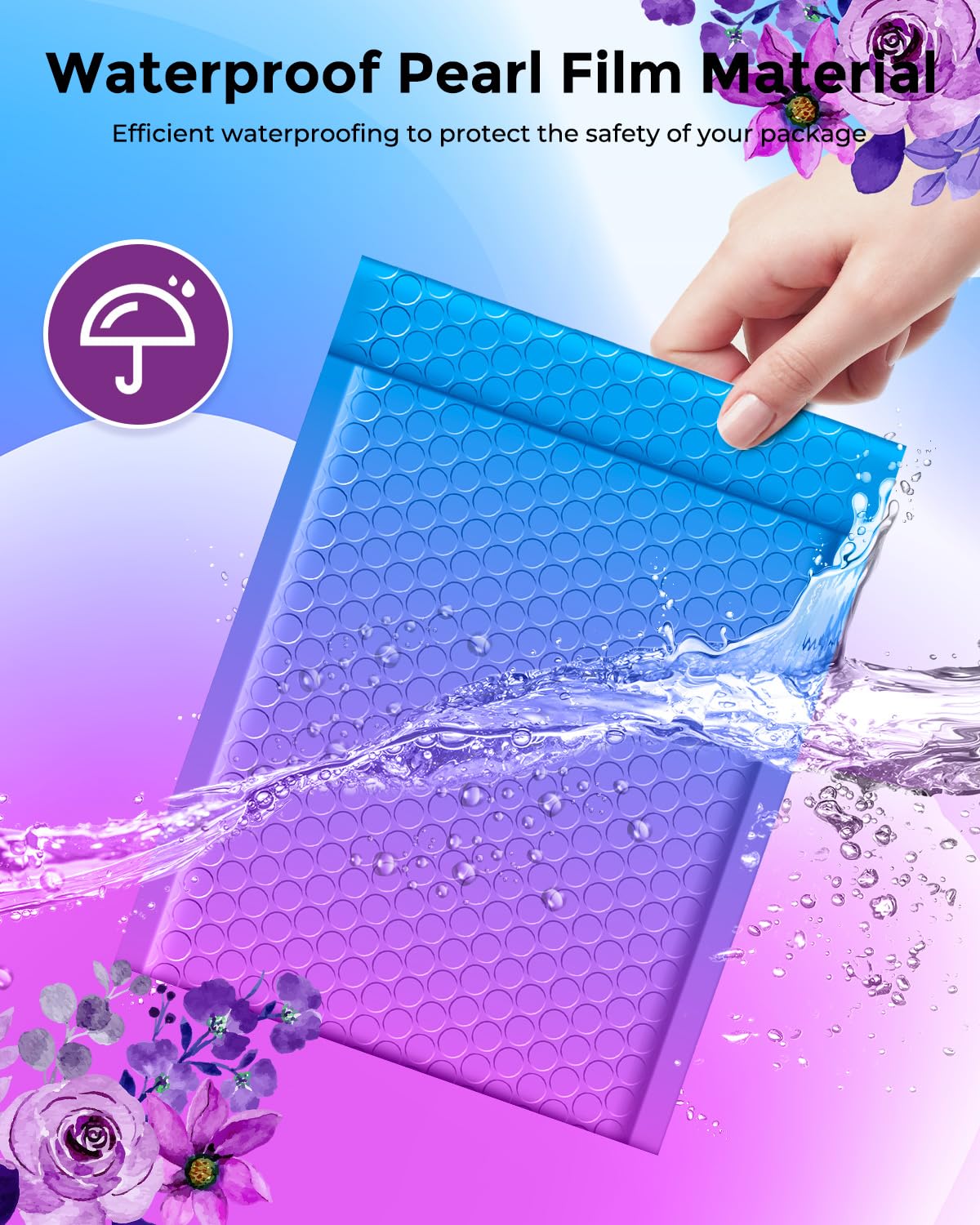 Metronic Bubble Mailers 6x10 Inch 100 Pack BluePurple Usable Size 6x9" Pretty Bubble Mailer Waterproof Padded Envelopes for Christmas Gift Packaging, Mailing, Shipping, Small Items Bulk