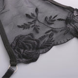 UnderYours Lace Garter Belt Thong Set for Women Suspender Lingerie with 4 Metal Clips Holder Belts for Stockings+G-string