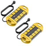 CCCEI 2 Outdoor Power Strips Weatherproof with 8 Plug, Waterproof Extension Cord with Multiple Outlets, Christmas Exterior Garden Yard Surge Protector 6FT, Yellow.