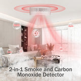 2-in-1 Smoke and Carbon Monoxide Detector 10-Year Battery-Powered CO Alarm with Clear LCD Display and Sound Warning for Home Reliable Detector for Enhanced Safety and Protection (Includes Batteries)