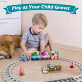 Lipneaed Train Set for Toddlers, Magnetic Train Toys for Toddlers 3+, 4pcs Trucks Toy Train for Boys and Girls, Birthday Christmas Toy Gifts for 3 4 5 6 7 8 Years Old