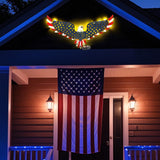2 Pack 23" American Eagle Metal Wall Art with Solar Lights Outdoor 4th of July Decorations Outdoor | Led Patriotic Sculpture with American Flag | Solar Powered Independence Day Decor for Yard & Porch
