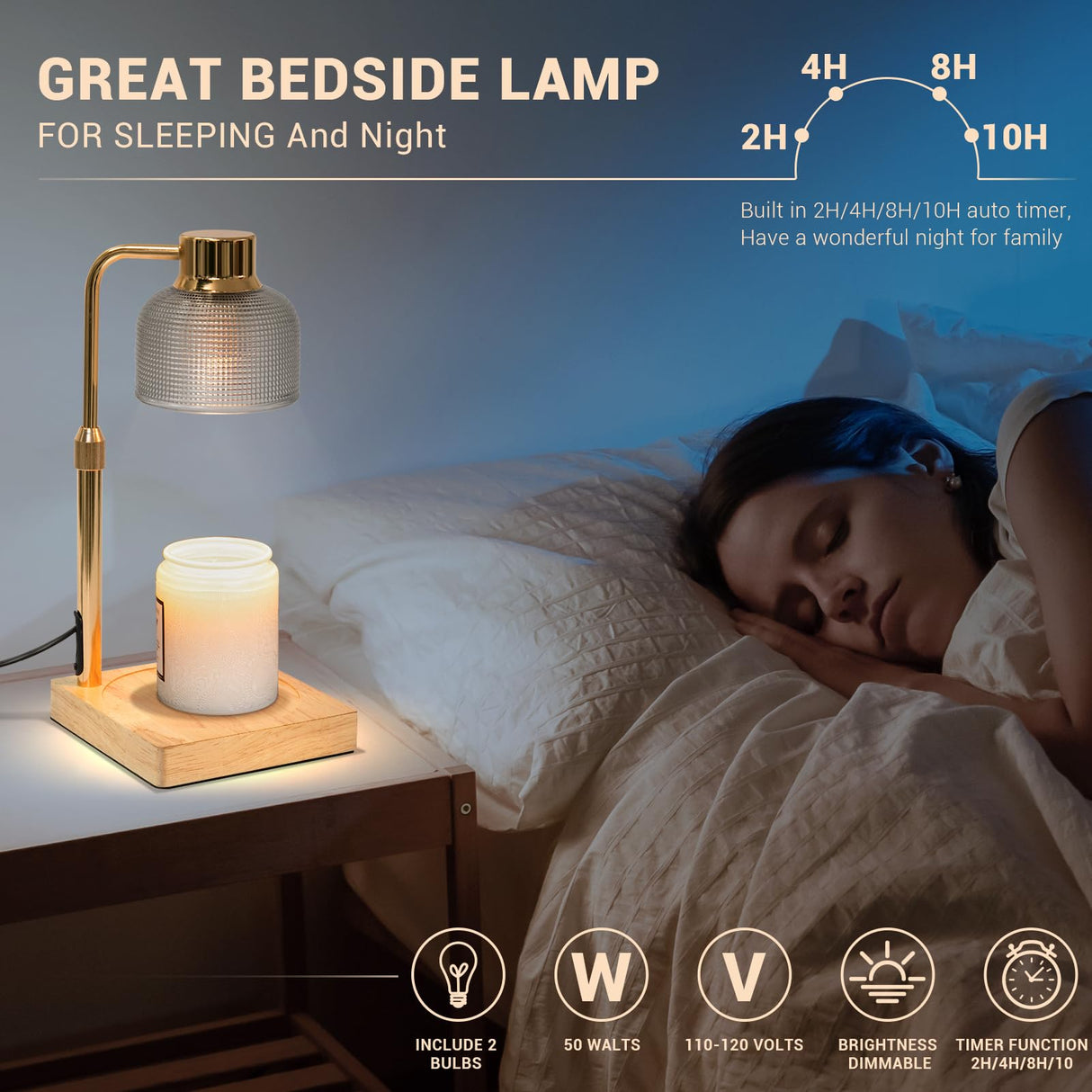 KLL Candle Warmer Lamp with Timer: Christmas Gifts for Women, Birthday Gifts for Women Mom Friend Sister - House Warming Gift New Home Decor - Wax Melt Warmer for Jar Candles with 2 Bulbs