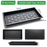 RooTrimmer Growing Trays, 1020 Plant Nursery Trays Heavy Duty Seed Starter Flat Seedling Tray for 72/128 Cell Plug Tray Transplant Growing Microgreens (21"×11", 10 Pack, 1.6" Deep, Without Holes)