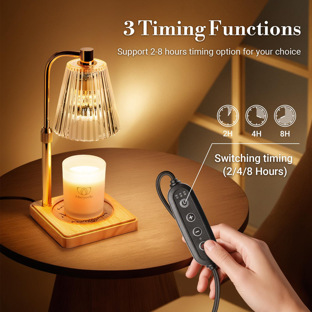Marycele Candle Warmer Lamp with Timer Dimmer, Christmas Birthday Gifts for Mom Women Sister Her, House Warming Gifts, Thanksgiving Decorations for Office Room Home Decor, Clear Adjustable Wax Warmer