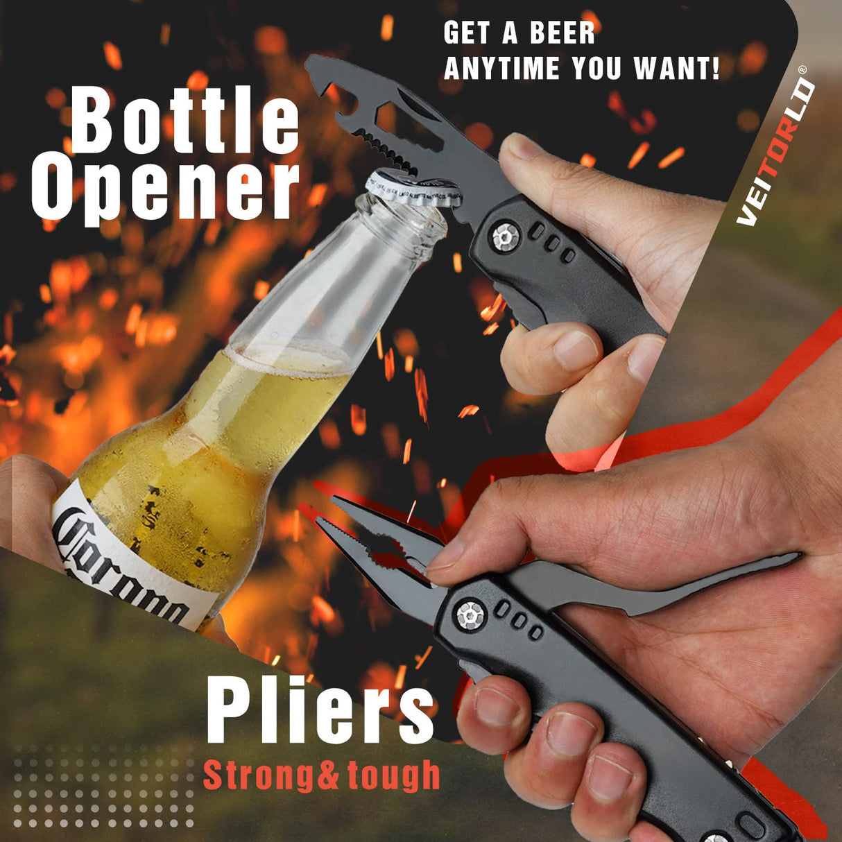 VEITORLD Gifts for Men Dad, Cool Fathers Day Birthday Gifts Ideas for Men Grandpa Papa from Daughter Wife Son, BEST DAD EVER Gift, All in One Survival Tools Hammer Multitool, Camping Hunting Presents