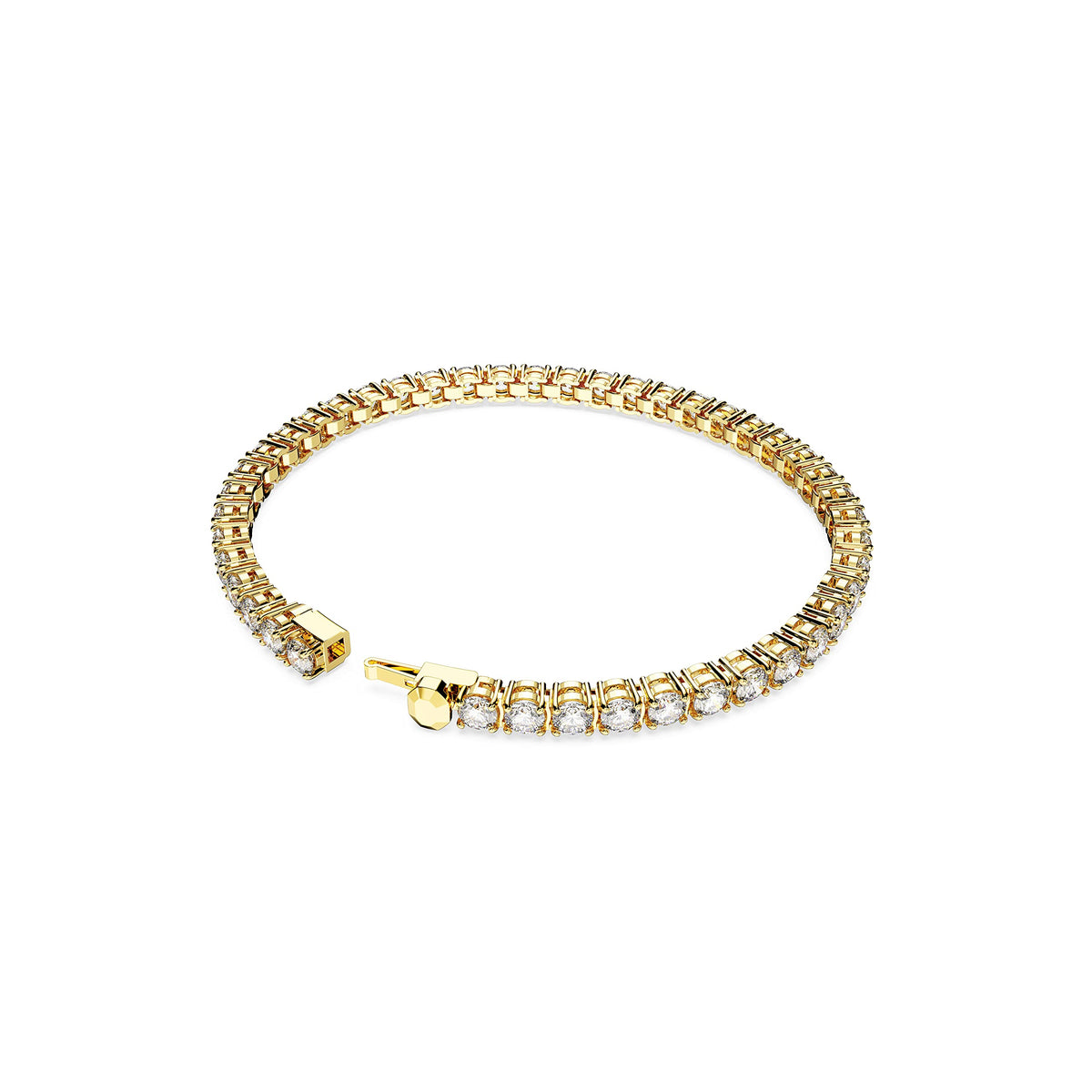Swarovski Matrix Tennis Bracelet, Round Clear Stones on Gold-Tone Finished Band, Size M, Part of the Matrix Tennis Collection