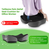 Deep U Tailbone Pain Relief Seat Cushion for Long Sitting on Office Chair, Wheelchair, Car Seat, Home Seat - Slope Curve Hemorrhoids Pillow for Hip, Tailbone, Coccyx, Sciatica Pain-Black/Gray