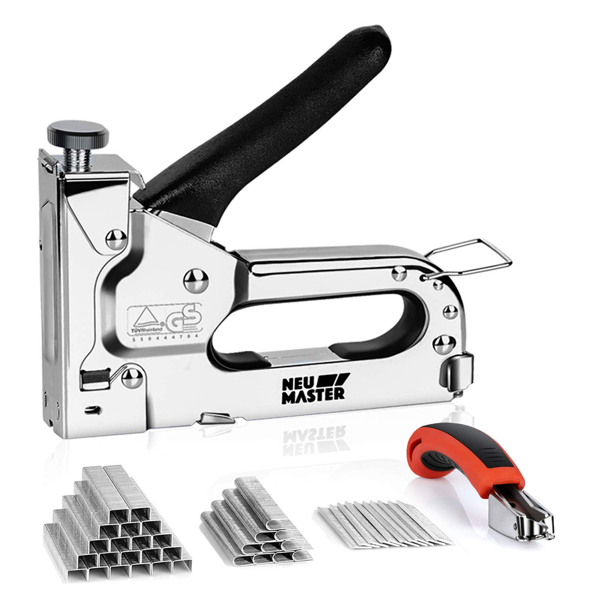 NEU MASTER Staple Gun, Light Duty Stapler Kit Come with 1600 pcs 5/16,3/8 inch JT21 Staple Strip, All Steel Tacker for General Repairs, Crafts, Upholstery, Decorating