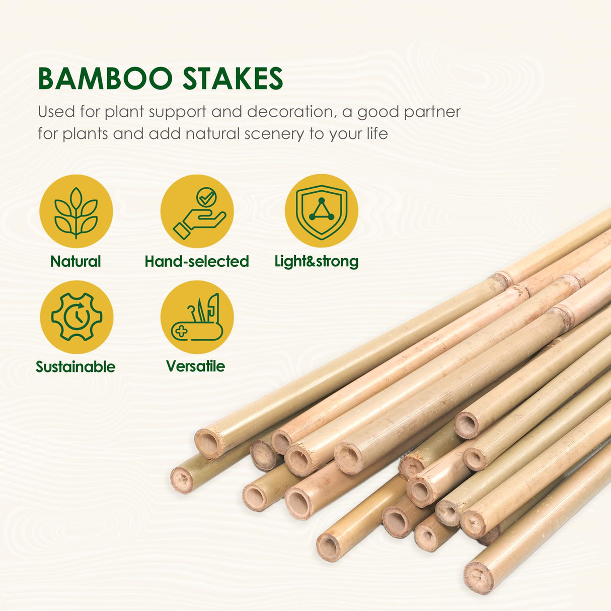Cambaverd Bamboo Stakes 3ft, 50 Pack Bamboo Garden Stakes 3 Feet, Natural Plant Stakes for Tomatoes and Climbing Plant Support, Bamboo Sticks for Plants