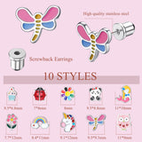 Hypoallergenic Screw Back Earrings for Women Girls Stainless Steel CZ Heart