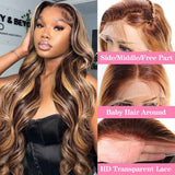 Atilck 360 Lace Front Wigs Human Hair Full Lace Human hair Wigs Ombre Lace Frontal 180 Density 4/27 Colored Honey Blonde 360 HD Transparent Wigs for Black Women (22 Inch)