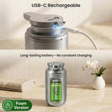 GentleJet WaveJet Automatic Foaming Soap Dispenser Touchless Sensor, USB-C Rechargeable, 304 Stainless Steel, IPX5 Waterproof for Bathroom Kitchen Sink, 12 oz / 350 ml